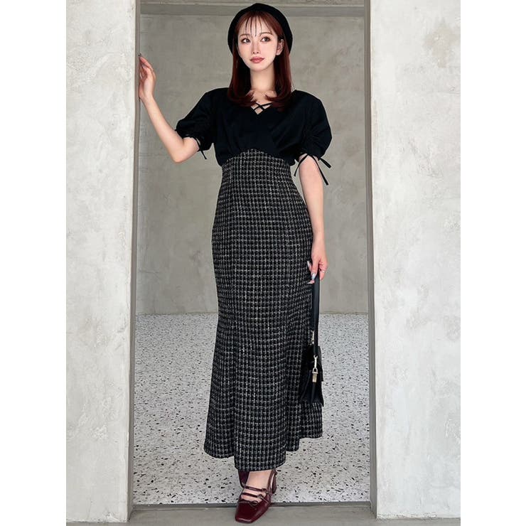 カシュクールツイードマーメイドワンピース | RESEXXY | 詳細画像12 