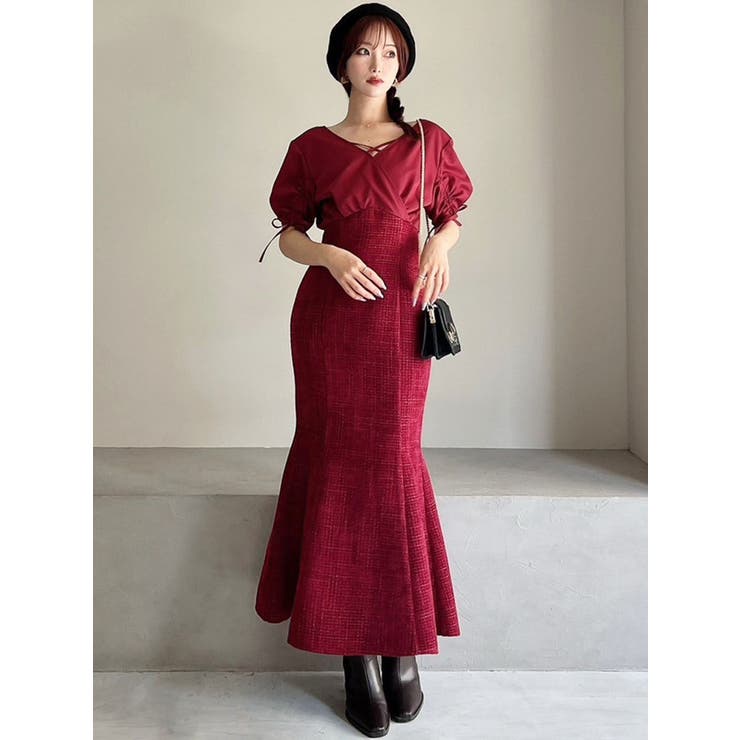 カシュクールツイードマーメイドワンピース | RESEXXY | 詳細画像8 