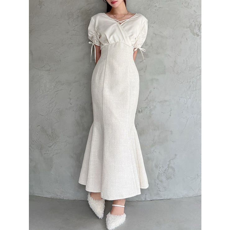 アイボリー | カシュクールツイードマーメイドワンピース | RESEXXY