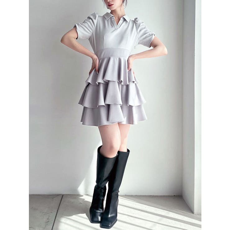 ライトグレー | ボリュームフレアミニワンピース | RESEXXY