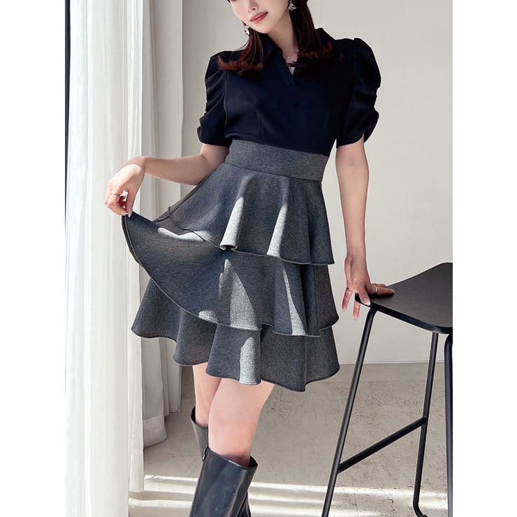 チャコールグレー | ボリュームフレアミニワンピース | RESEXXY