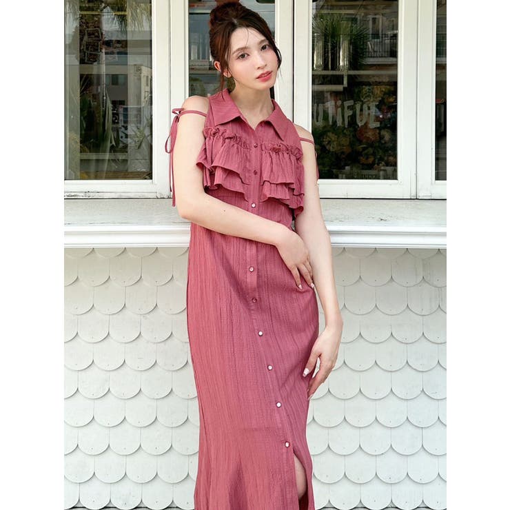追加生産分】ラッフルマーメイドシャツワンピース[品番：MKSW0066037