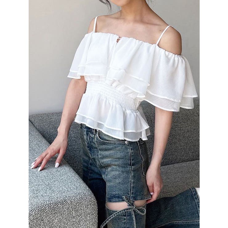 ホワイト | オフショルシャーリングチュニック | RESEXXY