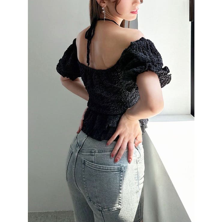 ブラック | レースドッキングフリルブラウス | RESEXXY