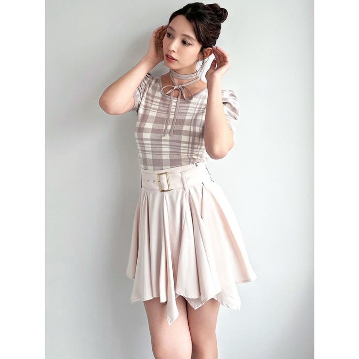 ルミニョン ♡ Candy check panel zip dress 【M】 チェック切り替えミニスカート / LL25MSK01 | lattelatte