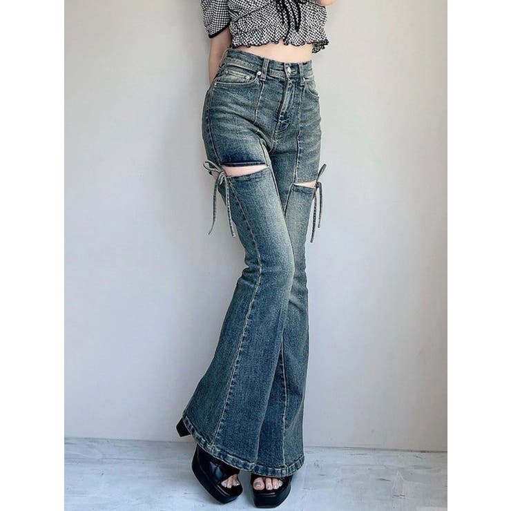 WHOO-AA・Cut Out Denim Pants カット アウト デニム パンツ(W4W