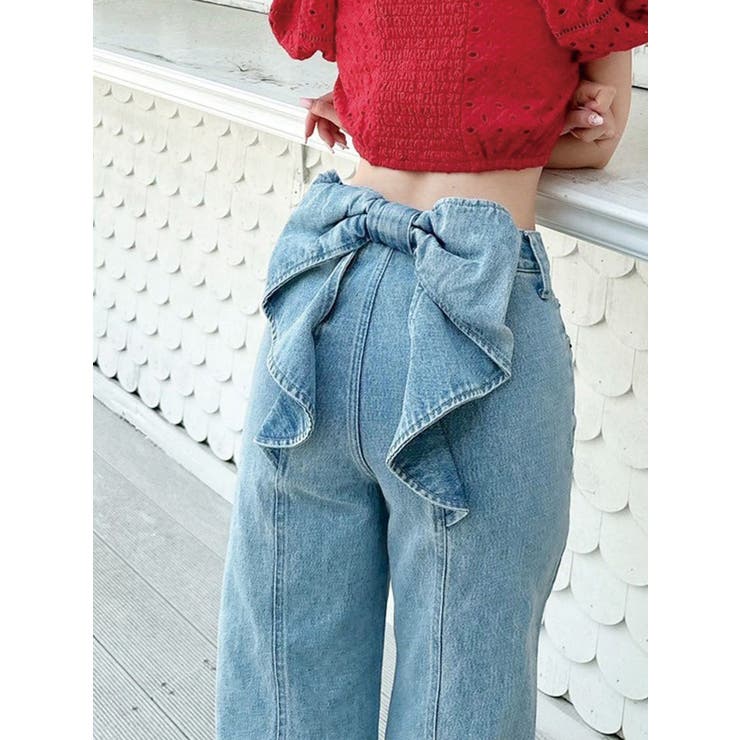 RESEXXY リゼクシー　バックリボンデニムパンツ アイスブルー　M バックリボンデニムパンツ[品番：MKSW0064621]｜RESEXXY