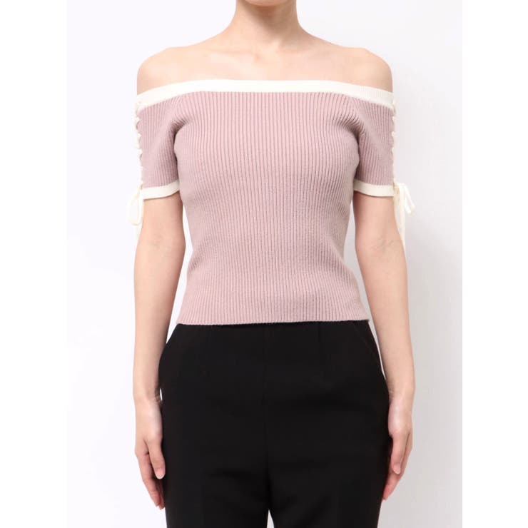 スリーブレースアップバイカラーニットトップス | RESEXXY | 詳細画像22 