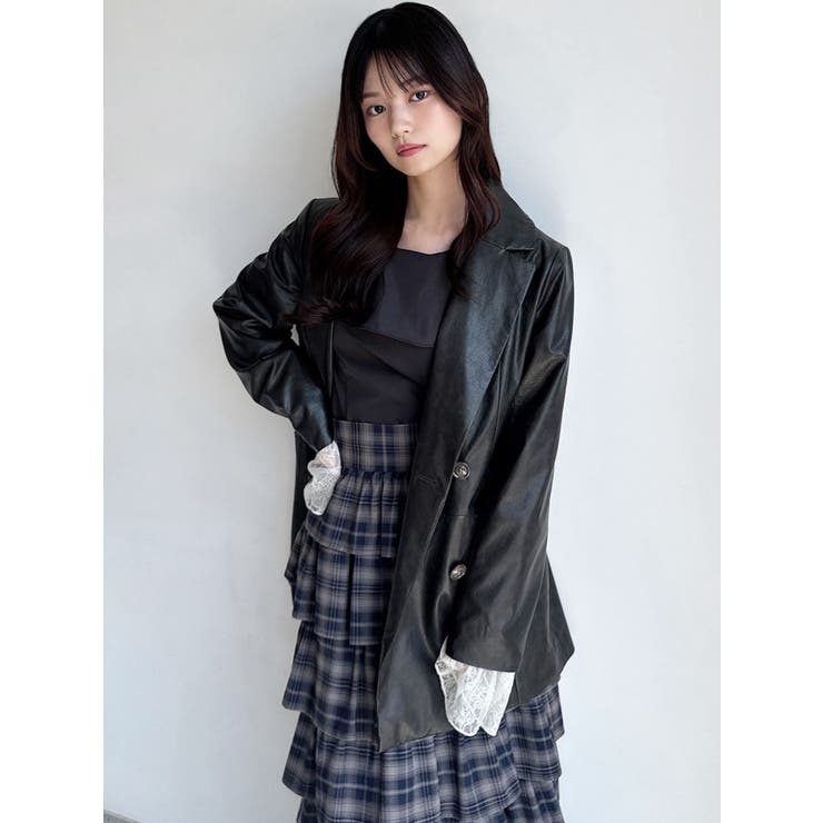 カフスレースフェイクレザージャケット | RESEXXY | 詳細画像26 