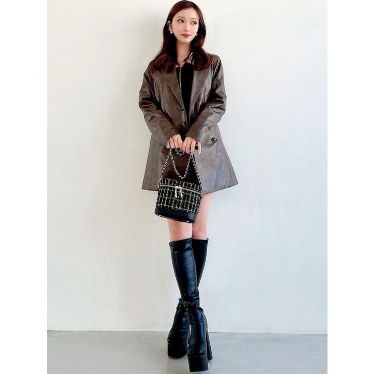 カフスレースフェイクレザージャケット | RESEXXY | 詳細画像32 