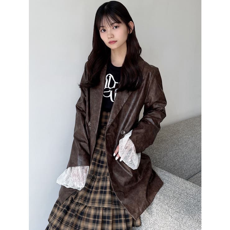 カフスレースフェイクレザージャケット | RESEXXY | 詳細画像35 