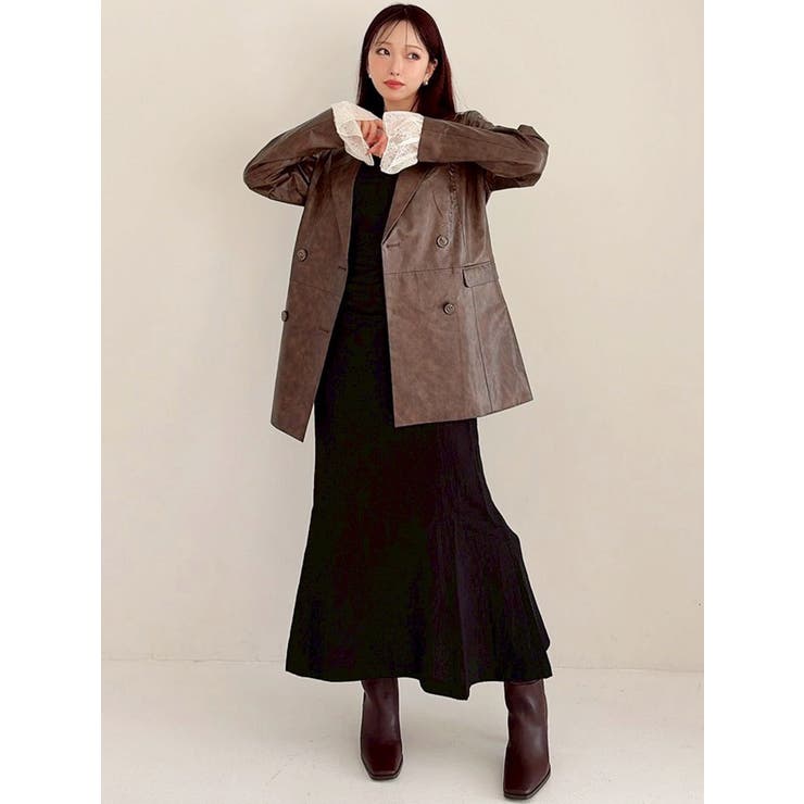 カフスレースフェイクレザージャケット | RESEXXY | 詳細画像4 