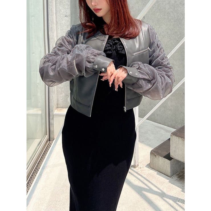 シアースリーブ合皮ブルゾン | RESEXXY | 詳細画像1 