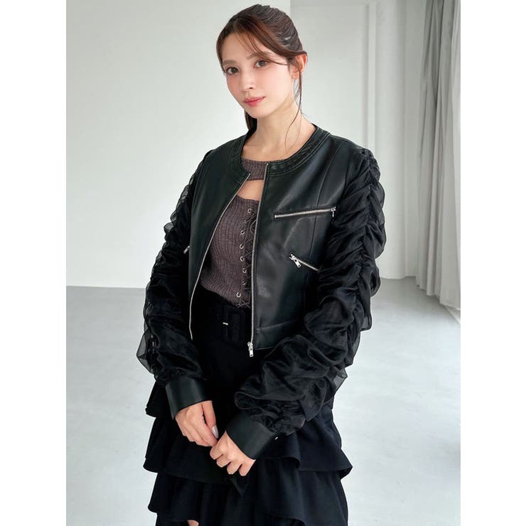 シアースリーブ合皮ブルゾン | RESEXXY | 詳細画像14 