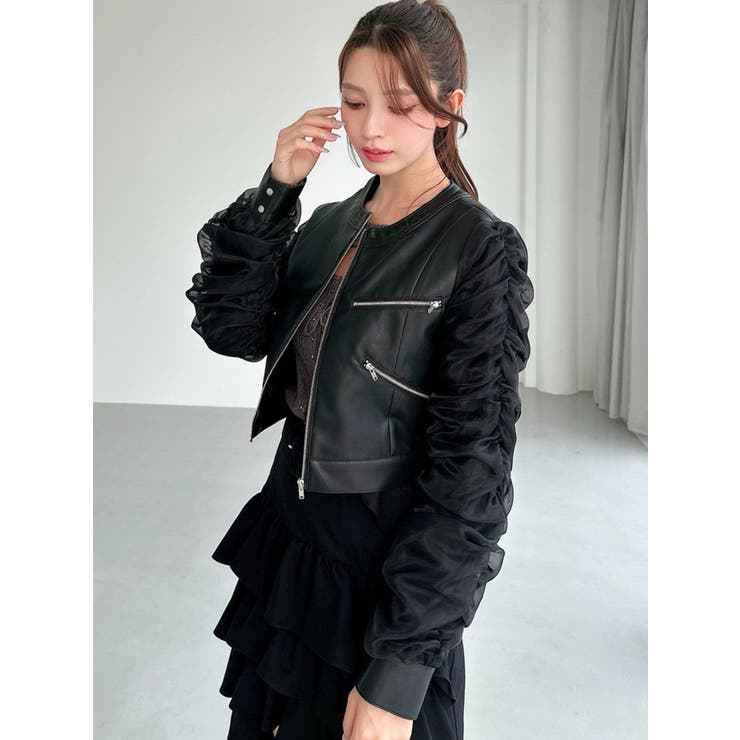 シアースリーブ合皮ブルゾン | RESEXXY | 詳細画像15 