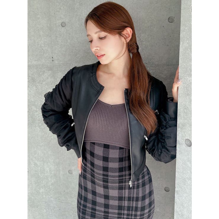 シアースリーブ合皮ブルゾン | RESEXXY | 詳細画像17 