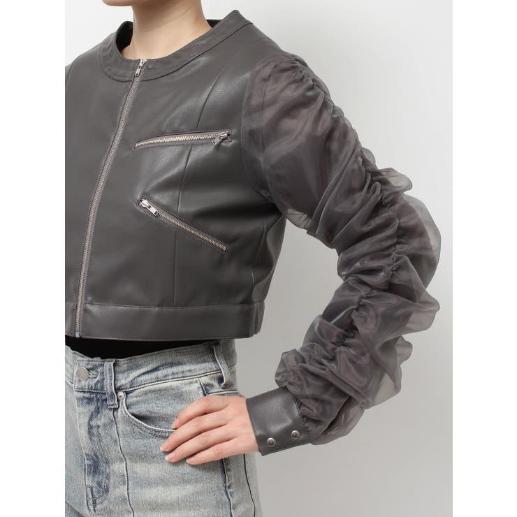 シアースリーブ合皮ブルゾン | RESEXXY | 詳細画像26 