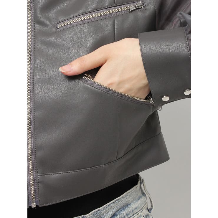 シアースリーブ合皮ブルゾン | RESEXXY | 詳細画像28 