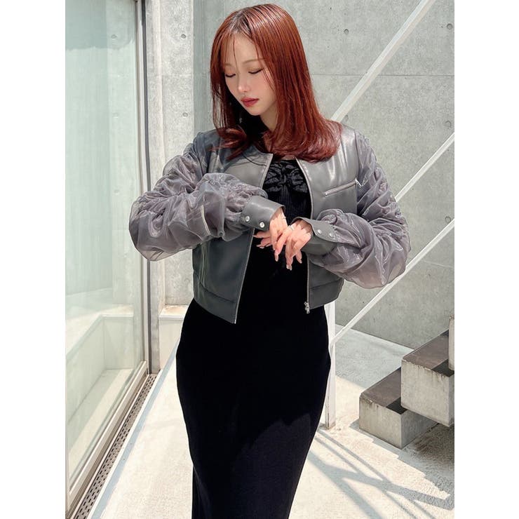 シアースリーブ合皮ブルゾン | RESEXXY | 詳細画像3 