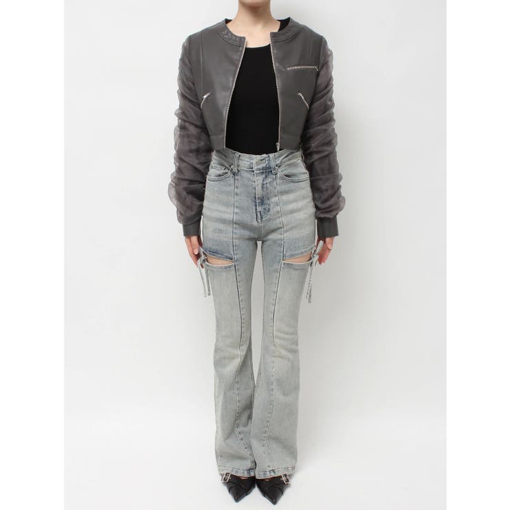 シアースリーブ合皮ブルゾン | RESEXXY | 詳細画像32 