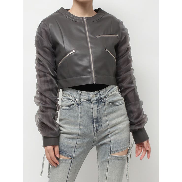 シアースリーブ合皮ブルゾン | RESEXXY | 詳細画像37 