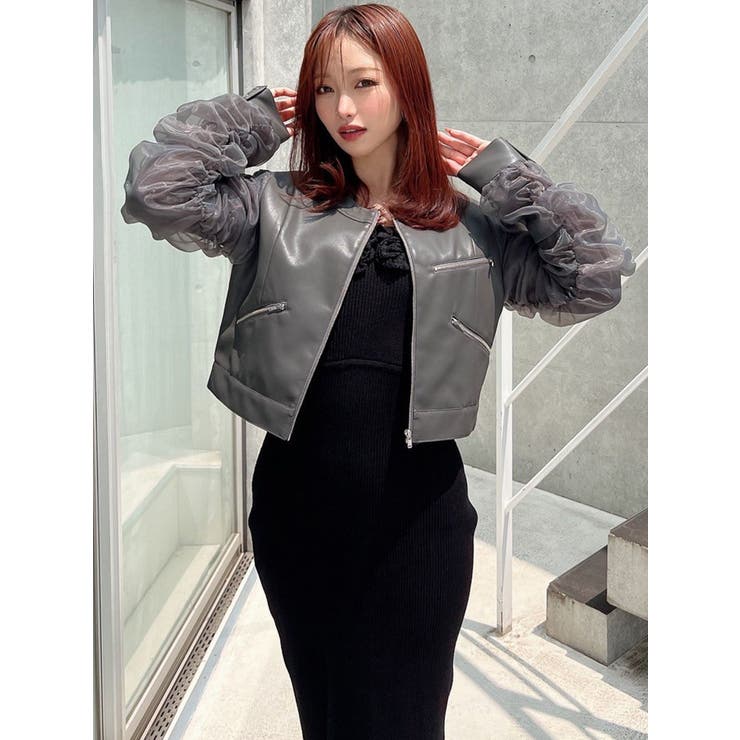 シアースリーブ合皮ブルゾン | RESEXXY | 詳細画像4 