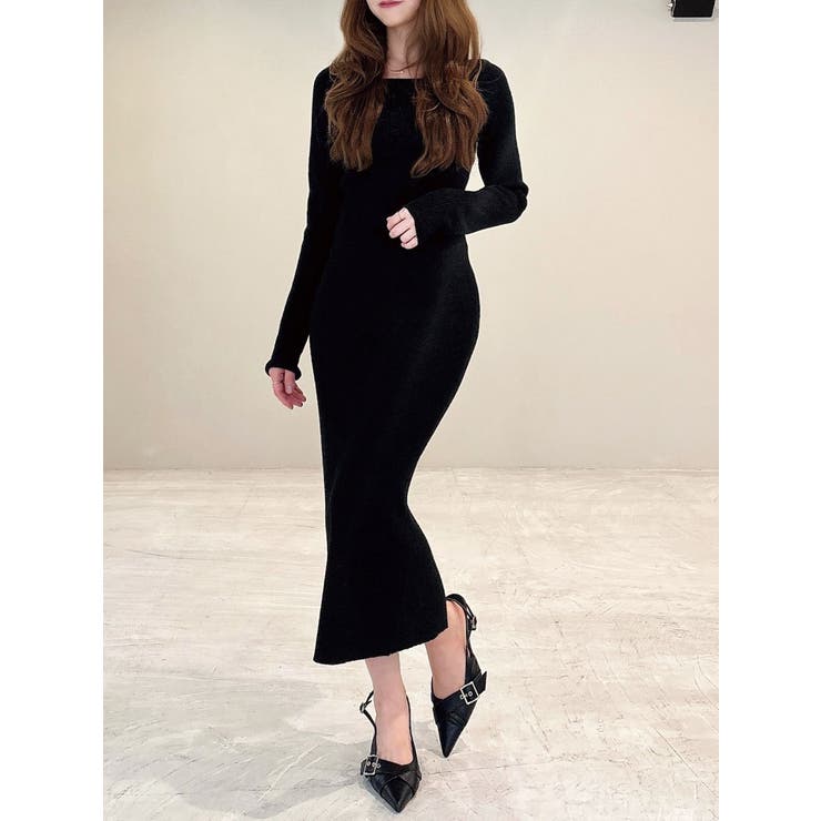 リブニットワンピース【ブルーWEB限定カラー】[品番:MKSW0066205 リブニットワンピース【ブルーWEB限定カラー】[品番:MKSW0066205