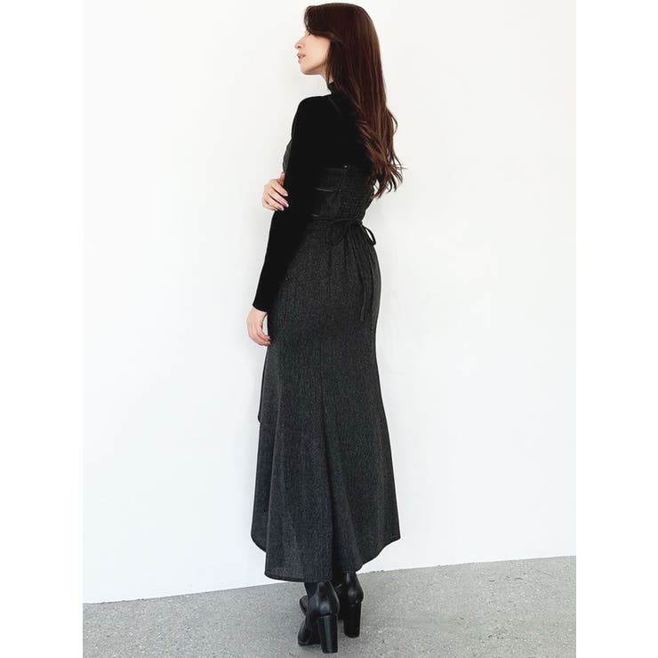 Y'S 19SS ダメージ加工 クラッシュ アシメランダムチェックワンピース Y'S 19SS ダメージ加工 クラッシュ アシメランダムチェック