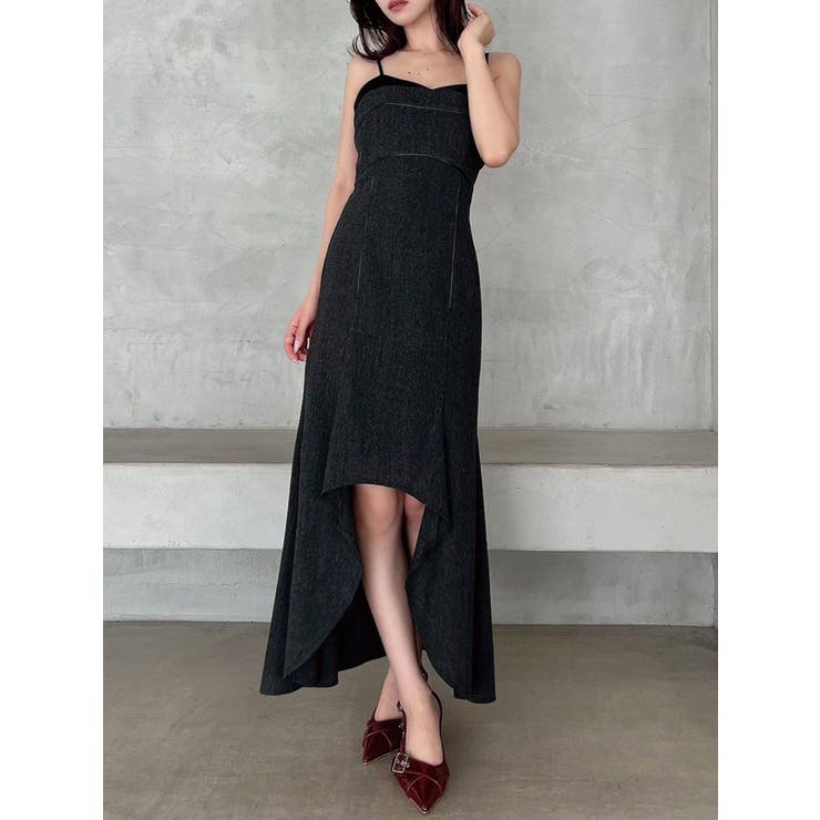 ブラック | バイカラーアシンメトリーキャミワンピース | RESEXXY