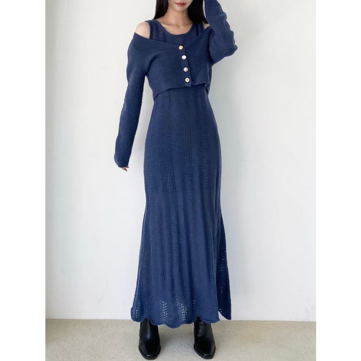 アンサンブルレースニットワンピース[品番：MKSW0066207