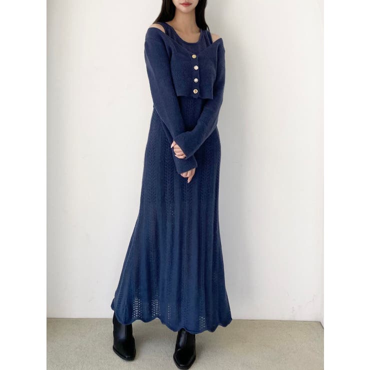 アンサンブルレースニットワンピース[品番：MKSW0066207