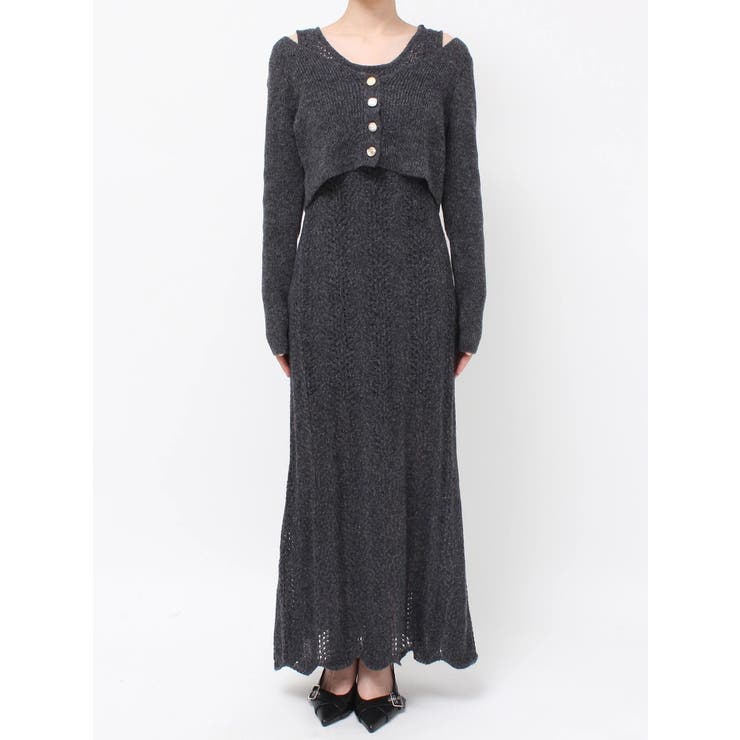 アンサンブルレースニットワンピース[品番：MKSW0066207