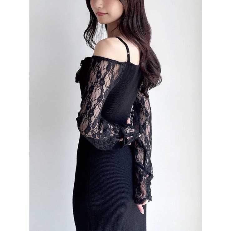 ブラック | レースモチーフドッキンクニットワンピース | RESEXXY