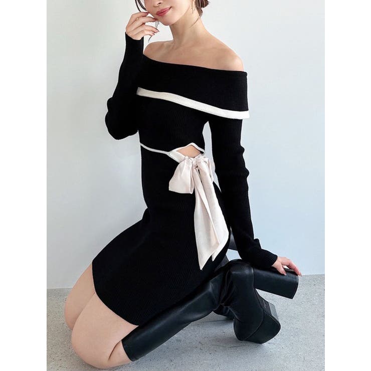 ブラック | リボンミニニットワンピース | RESEXXY