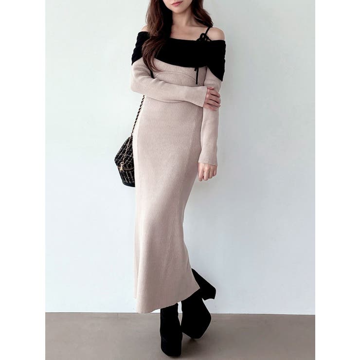 【骨格ストレート向け】バイカラーニットワンピース | RESEXXY | 詳細画像21 