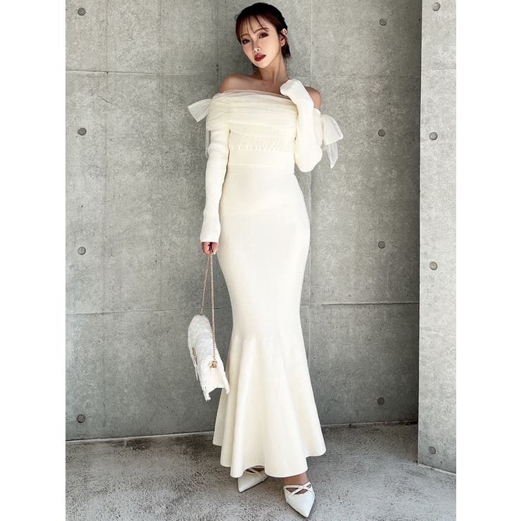 【骨格ウェーブ向け】ドッキングオフショルリボンワンピース | RESEXXY | 詳細画像13 