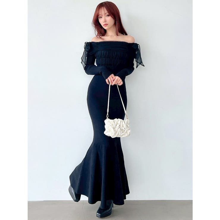 【骨格ウェーブ向け】ドッキングオフショルリボンワンピース | RESEXXY | 詳細画像16 