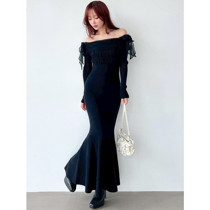 【骨格ウェーブ向け】ドッキングオフショルリボンワンピース | RESEXXY | 詳細画像17 