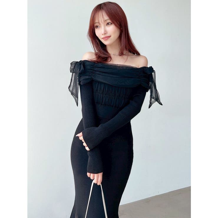 【骨格ウェーブ向け】ドッキングオフショルリボンワンピース | RESEXXY | 詳細画像18 