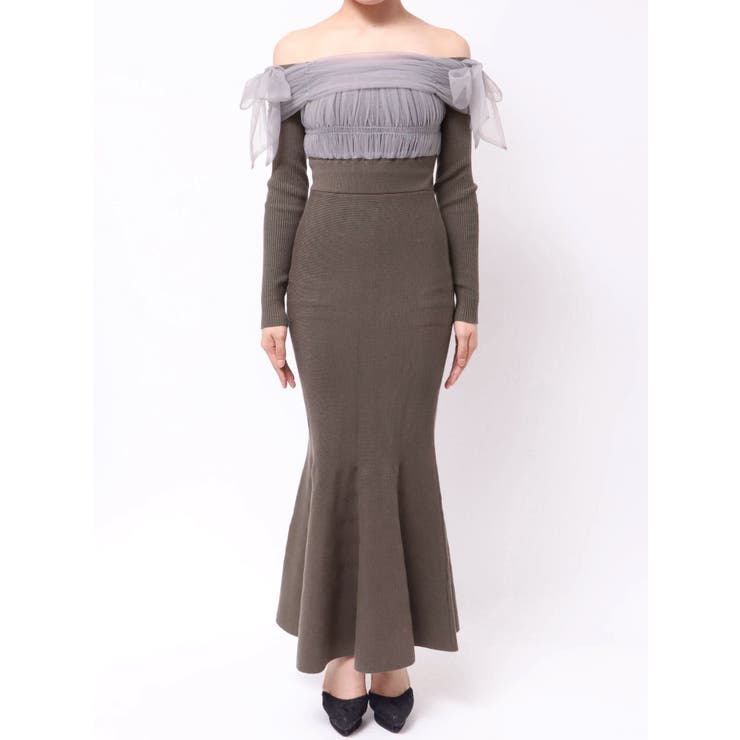 【骨格ウェーブ向け】ドッキングオフショルリボンワンピース | RESEXXY | 詳細画像35 