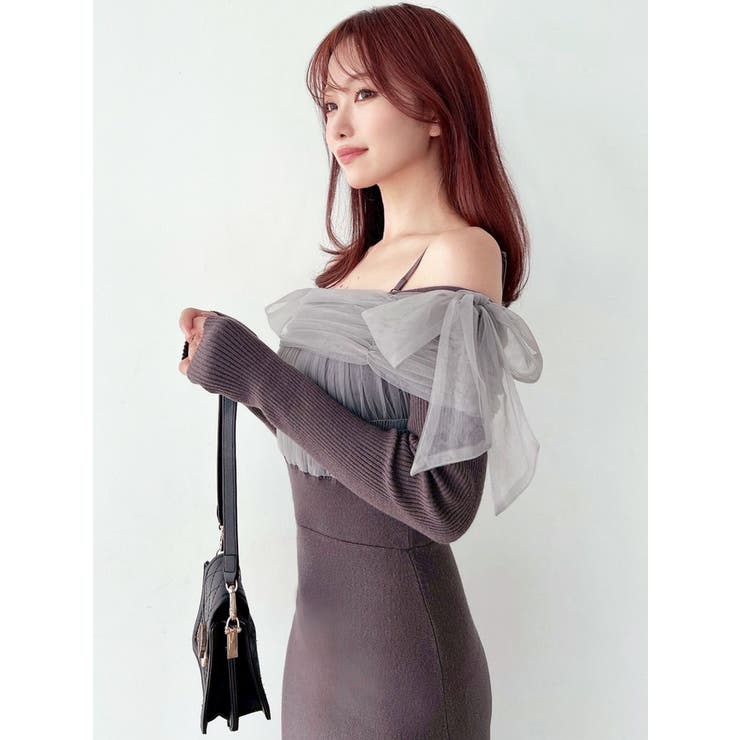 【骨格ウェーブ向け】ドッキングオフショルリボンワンピース | RESEXXY | 詳細画像9 