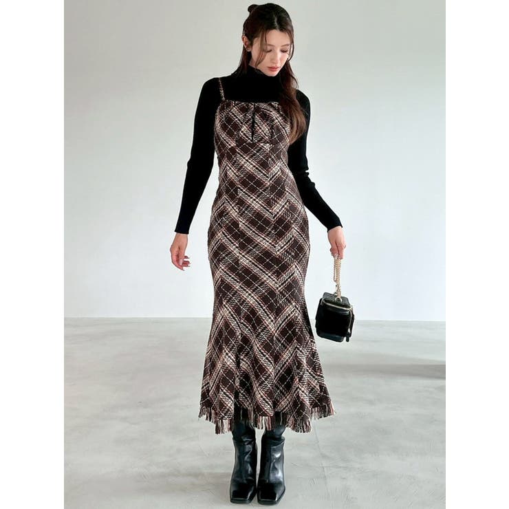 バイアスチェックビスチェワンピース[品番：MKSW0066211