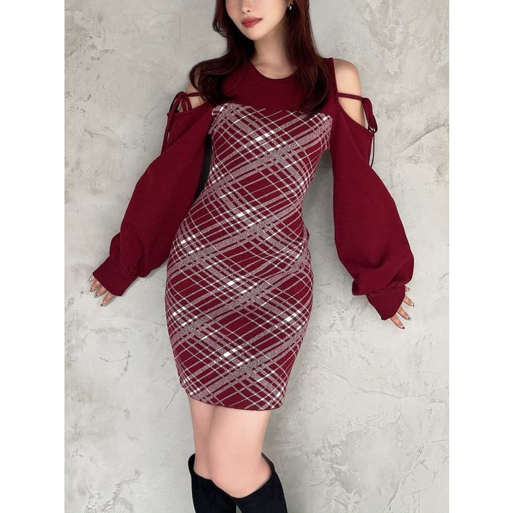 レッド | ストリングタイトミニニットワンピース | RESEXXY