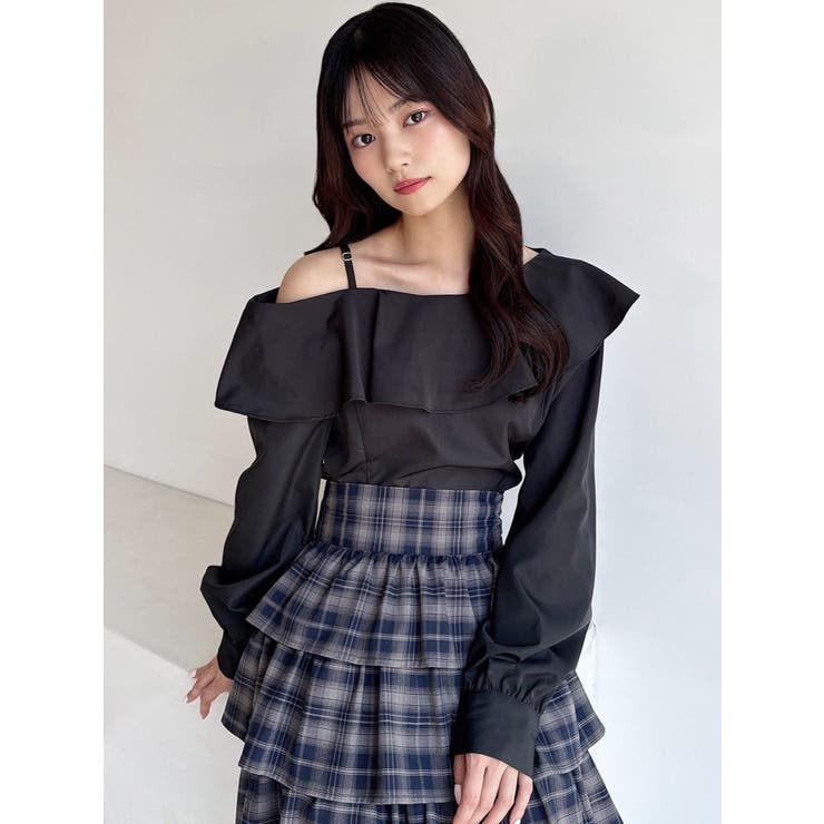 アシンメトリーラッフルブラウス | RESEXXY | 詳細画像4 