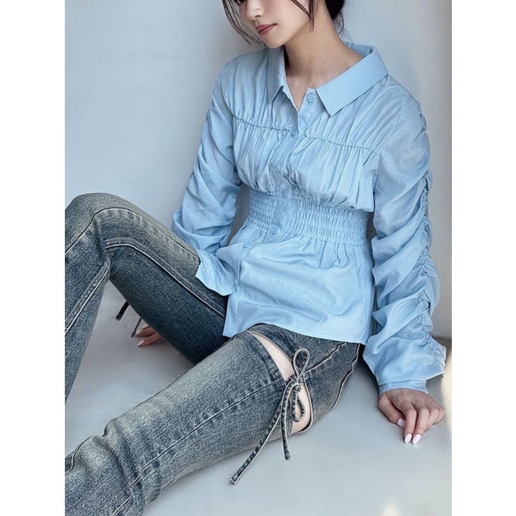 ギャザーデザインチュニックシャツ | RESEXXY | 詳細画像1 