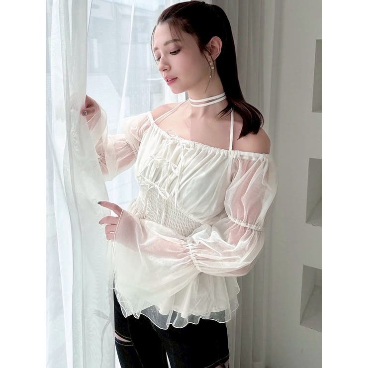 チョーカーリボンチュニックブラウス[品番：MKSW0067253]｜RESEXXY