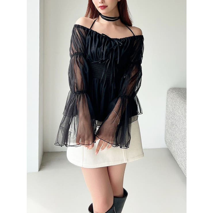 ブラック | チョーカーリボンチュニックブラウス | RESEXXY