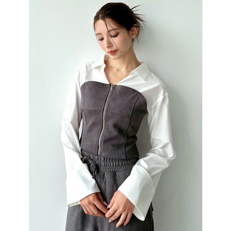 スウェットビスチェドッキングシャツ【セットアップ着用可能】[品番