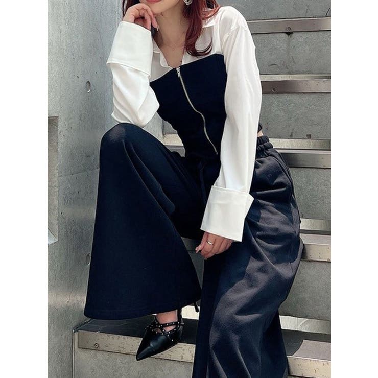 スウェットビスチェドッキングシャツ【セットアップ着用可能】[品番