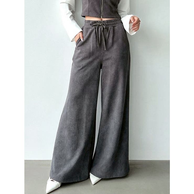 チャコールグレー | ワイドレッグスウェットパンツ【セットアップ着用可能】 | RESEXXY